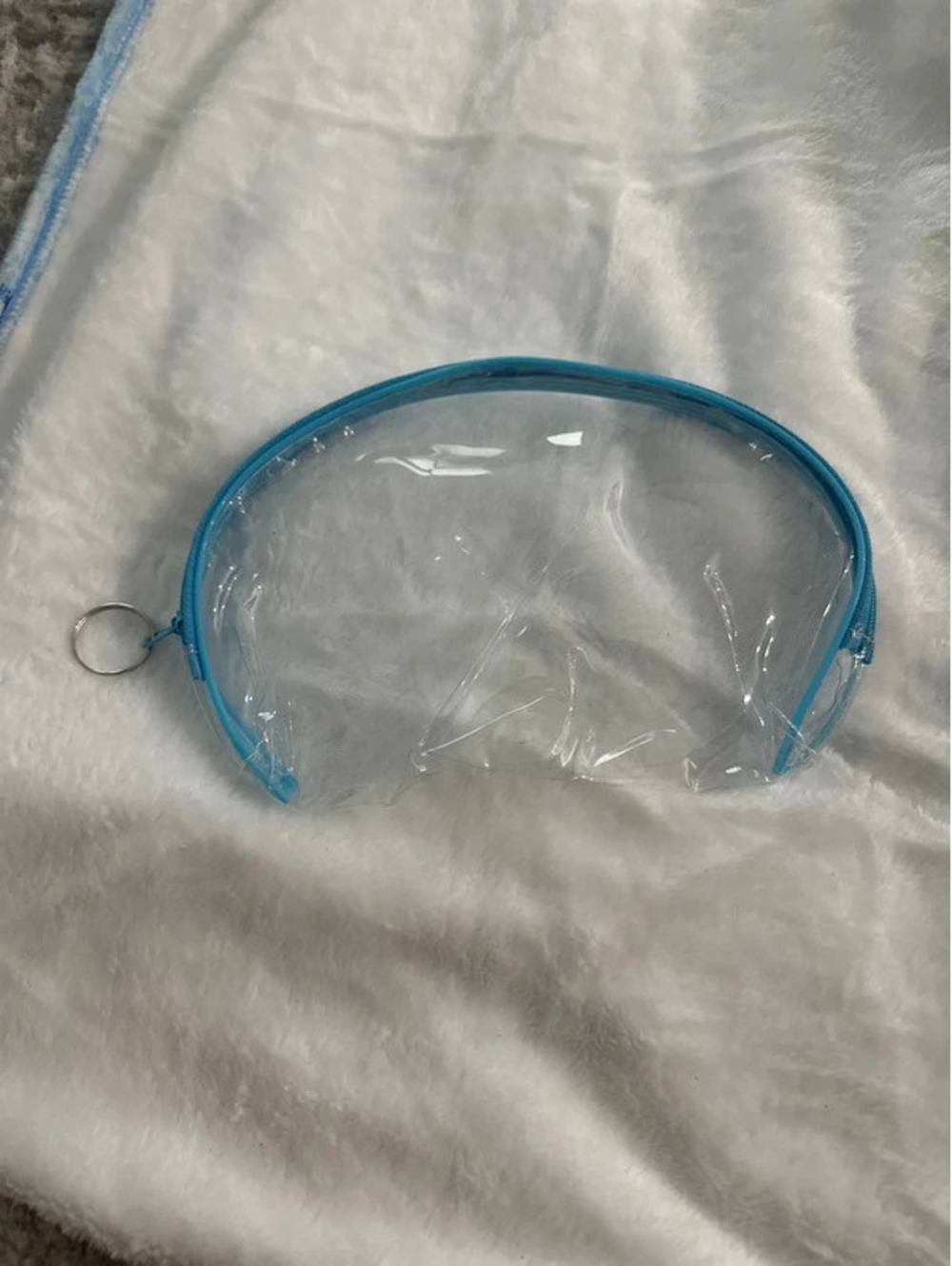 Clear Makeup Bag with Blue Trim